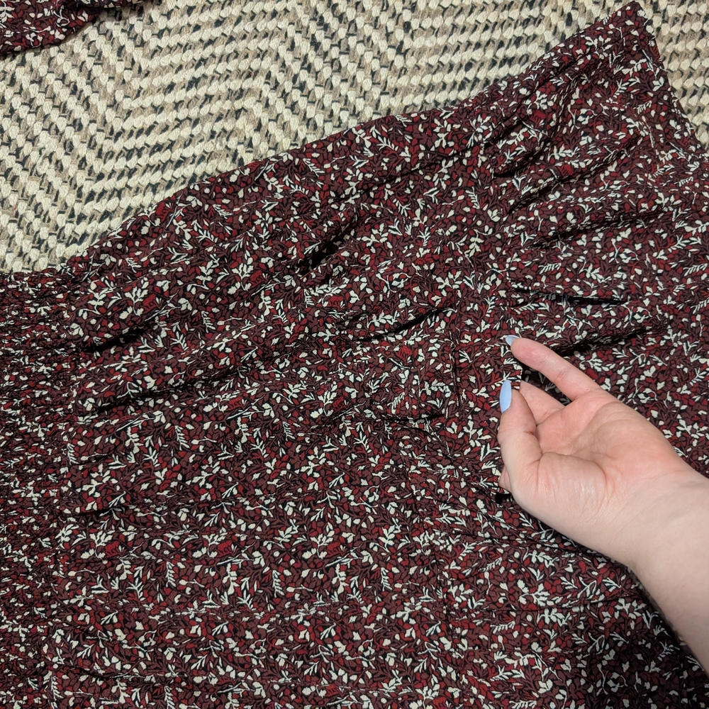 Michael Kors Red Leaf Print Ruffle Dress - Picture 7 of 12